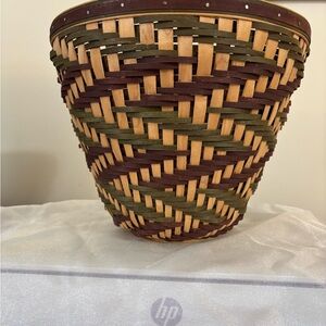 Longaberger Woven Basket Green Tan Maroon The Giving Basket